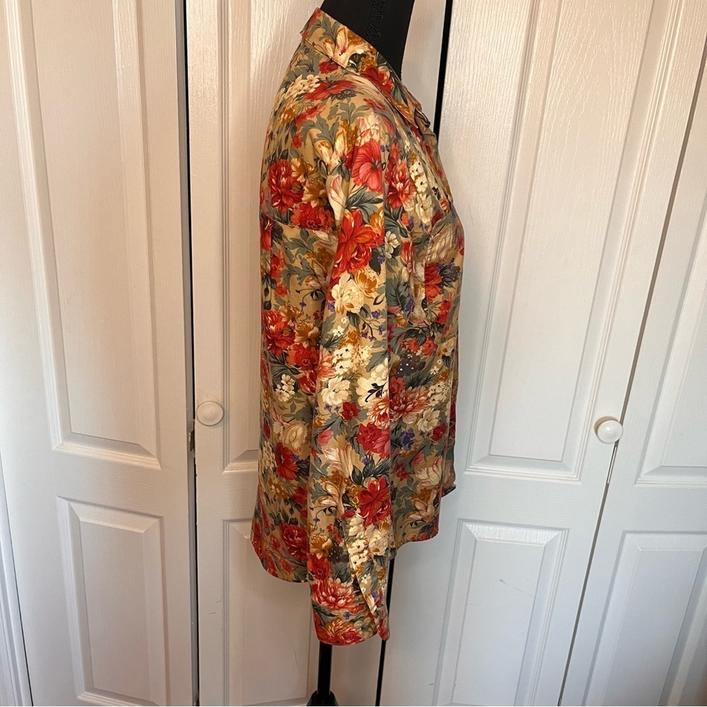 Orvis Floral Shirt S Made in USA Cotton Bold Garden Print Long Sleeve Button Up - Picture 6 of 10